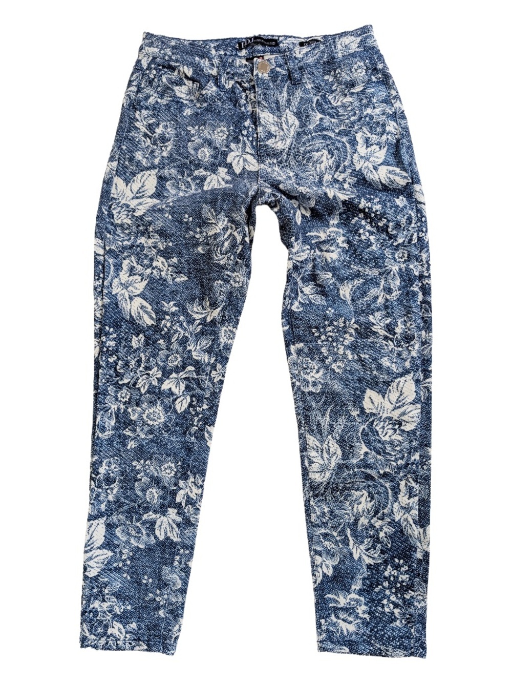 (Free with Purchase) FDJ Olivia Blue Floral Ankle Jeans Size 6 Skinny Mid Rise